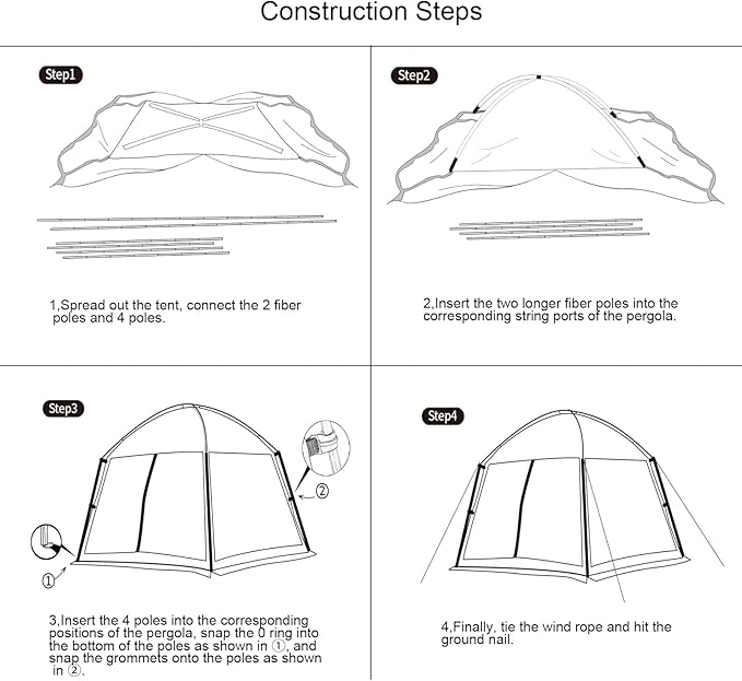 11x11 Ft Screen House Tent - Instant Pop Up Mesh Canopy Shelter with Waterproof &amp Sunshade Roof Easy Setup for Camping Backyard Beach Picnic