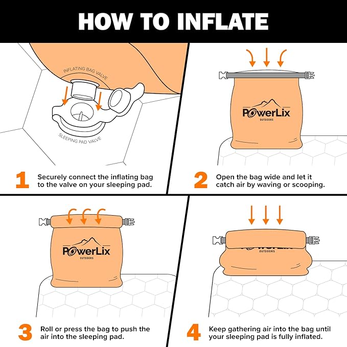 POWERLIX Ultralight Inflatable Camping Sleeping Pad - Camping Mattress for Backpacking Hiking Compact Lightweight Sleeping Mat for Camping Inflation Bag/Repair Kit Included