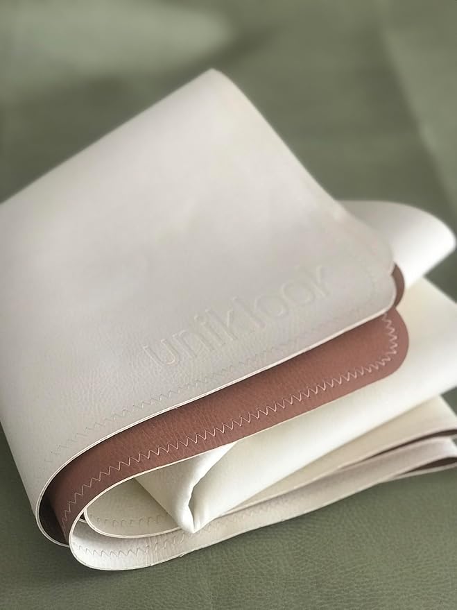 Uniklook Vegan Leather Reversible Multipurpose Paly mat Kids Infant Picnic Blanket - Waterproof Baby Splat mat for High Chair Sand Proof Beach Blanket Indoor Outdoor (Blanc Terra)