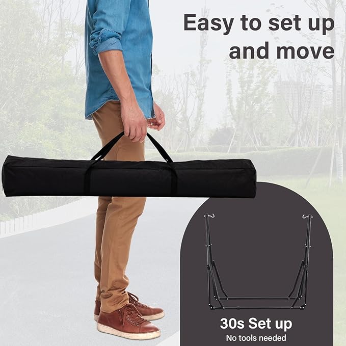 2 in 1 Hammock with Stand Outdoor Hammock Swing Chair with Portable Heavy Duty Stand Multi-Functional Hammock Stand 480 lbs Weight Capacit-Gray