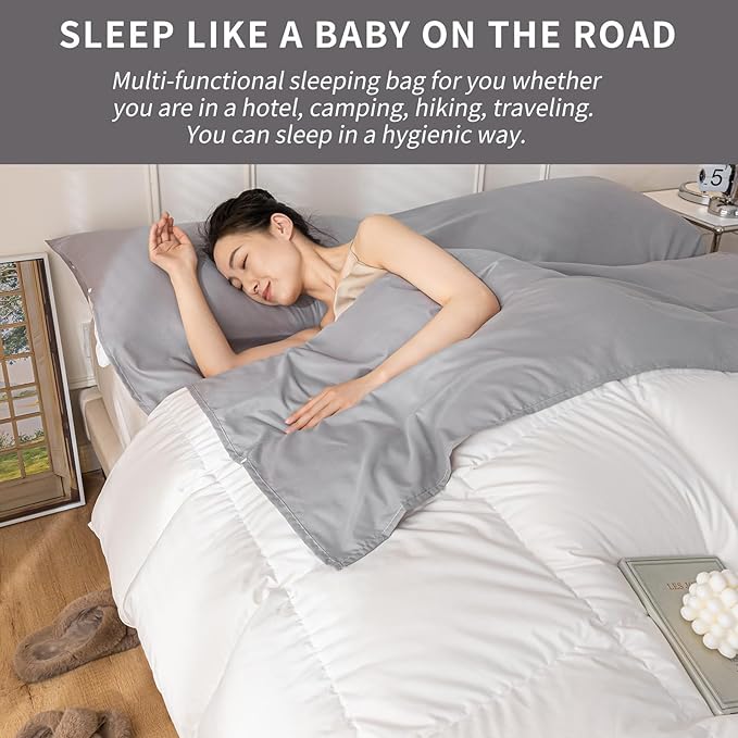 Sleeping Bag Liner Sleep Sack Travel Washed Cotton Sheets for Hotel Bags for Adults Liners Lightweight Single &amp Double Camping Sleeping Inner Hostel Fresh Back Hiking Bed