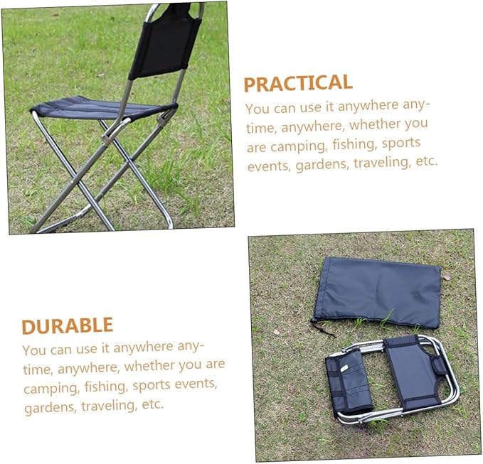 Fishing Camping Stool Lightweight Portable Folding Chair Outdoor Black