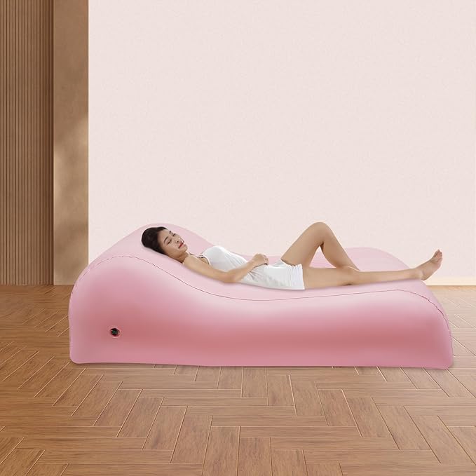 LYNICESHOP Portable Inflatable Mattress with Electric Pump 220lbs Capacity PVC Air Bed for Home &amp Camping Wave Design for Pain Relief &amp Recovery