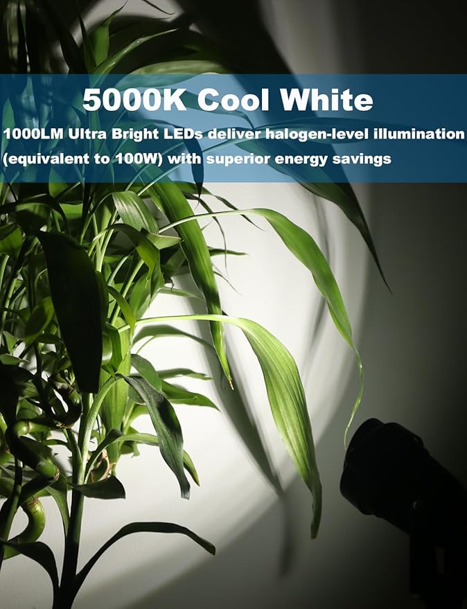 12W Landscape Lights Low Voltage LED Landscape Lighting Spotlight Waterproof Garden Pathway Christmas Decorative Lights Outdoor 20 Pack with Connector (Cool White 5000K)