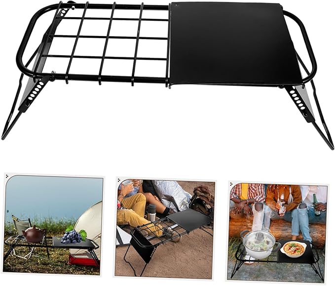 Hemoton Portable Folding Camping Table Metal Grill Table Outdoor Picnic for Patio BBQ Folding Camping Furniture