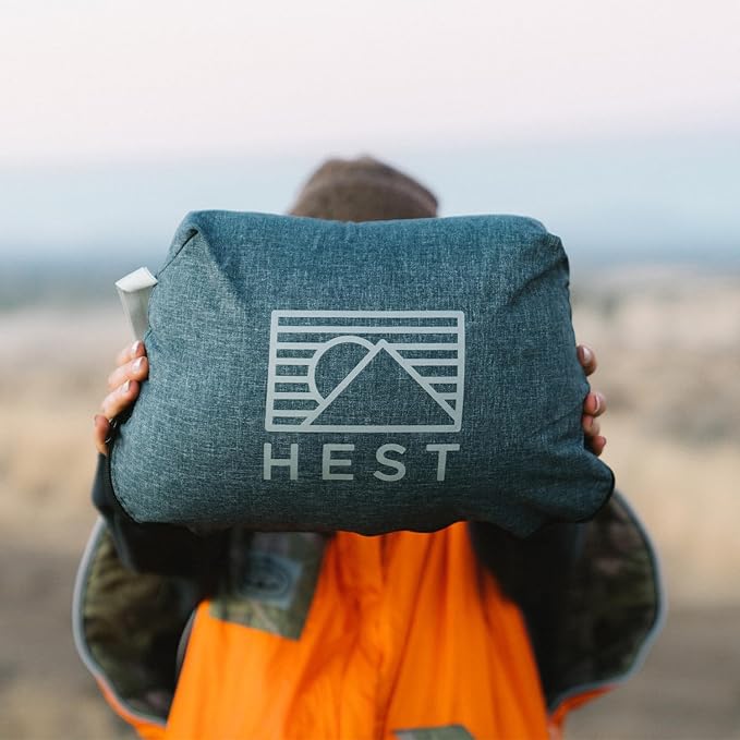 HEST Camp Pillow (Large) - Temperature Resilient Memory Foam - Essential for Camping Backpacking and Outdoor Adventures - Compact Packable Travel Pillow - 20 L x 26 W