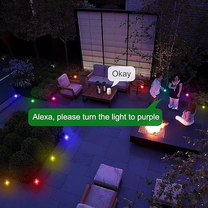 Sumaote LED Deck Lights Kit Multicolor 20Pack 1.22 Smart RGBW+IC Recessed Low Voltage Deck Light IP67 Waterproof 12V Step Lights Outdoor for Garden Yard Path Landscape Decor