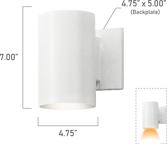 Kichler 9234WH Outdoor Cylinder Wall Mount Sconce 7 in (Height) White