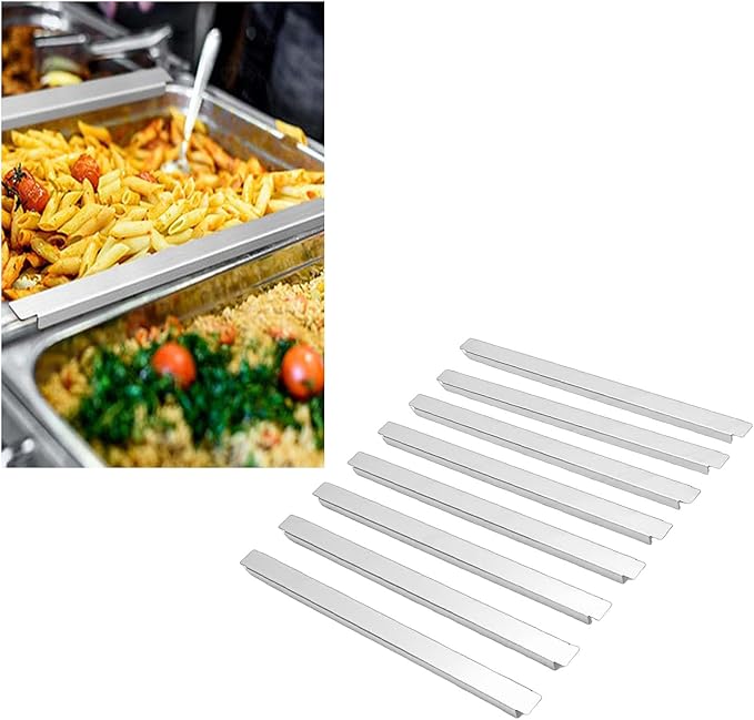 Aramox Stainless Steel Adapter Bar 32cm/12.6 Inch Food Divider for Restaurant Kitchen Steam Table Divider 8 Pieces
