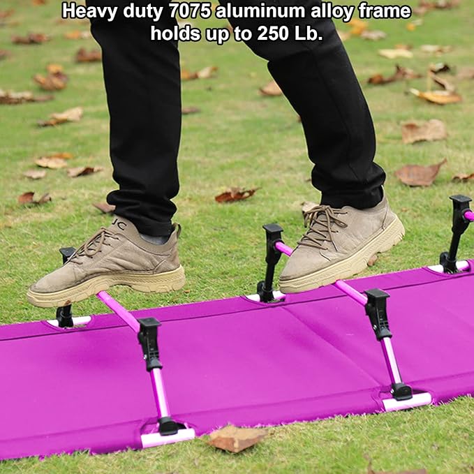 Kids Camping Cot and Toddler Travel Bed | Lightweight and Compact Cots for Sleeping | Portable Folding Cot for Toddler Kids Youth and Even Adults (Pink 69 x 27.5)