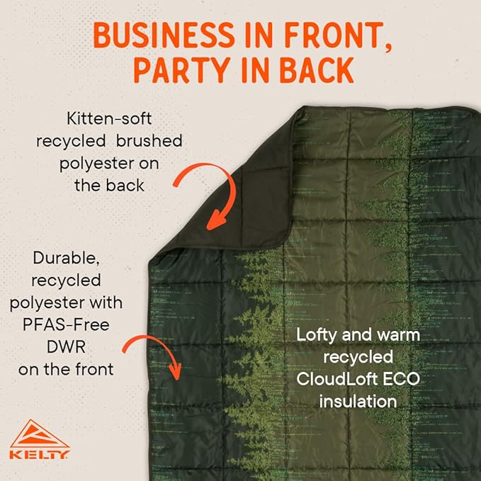 Kelty | Bestie Blanket Winter Moss Treeline - Lightweight Cozy Large 1P Blanket - Twin