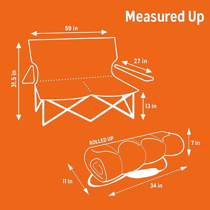 Kelty Low Loveseat Oversized 2-Person Heavy Duty Folding Camp Chair Double Seat for Soccer Games Tailgating Beach Days (Low Height/Deep Lake)