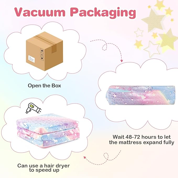 Costzon Foldable Floor Mattress for Kids Glow in The Dark Toddler Floor Nap Mat w/Washable Flannel Cover Tri-Folding Children Floor Bed for Sleeping Daycare Playroom School Kindergarten or Nursery