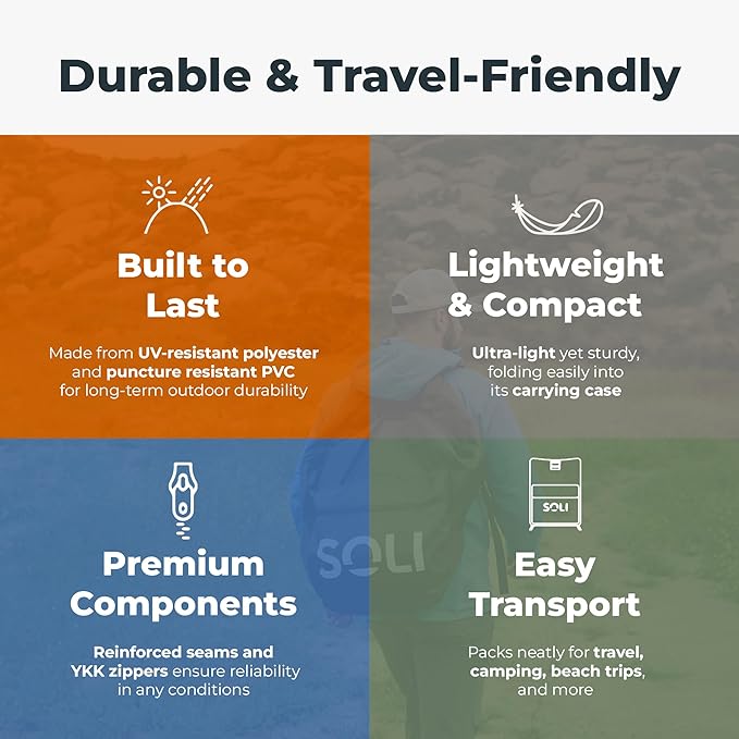 SOLI Inflatable Shade Air Canopy - Quick Self-Inflating Sun Shelter with Air Pump UPF 50+ Sun Protection Travel-Friendly Stable Anchors for Beach Camping &amp Backyard Use (Heat Wave Orange) - 10