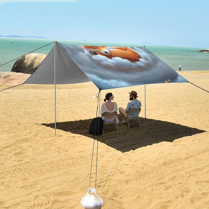 Camping Sun Shelters Fox Sleeping in Clouds Beach Canopy 126 * 110.2in