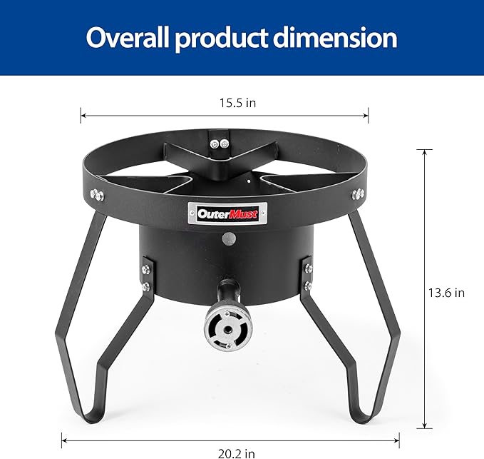 85000 BTU Camping Stove for Cast Iron Dutch OvenSingle Propane Burner with 10 PSI Regulator &amp Cast Iron Braided Holes Heavy Duty Round Gas Stove for Outdoor Cooking &amp Camping