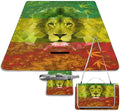 Jamaican Flag Rasta Lion Lover Waterproof Outdoor Picnic Blanket Sandproof Beach Mat for Camping Hiking Grass Travelling