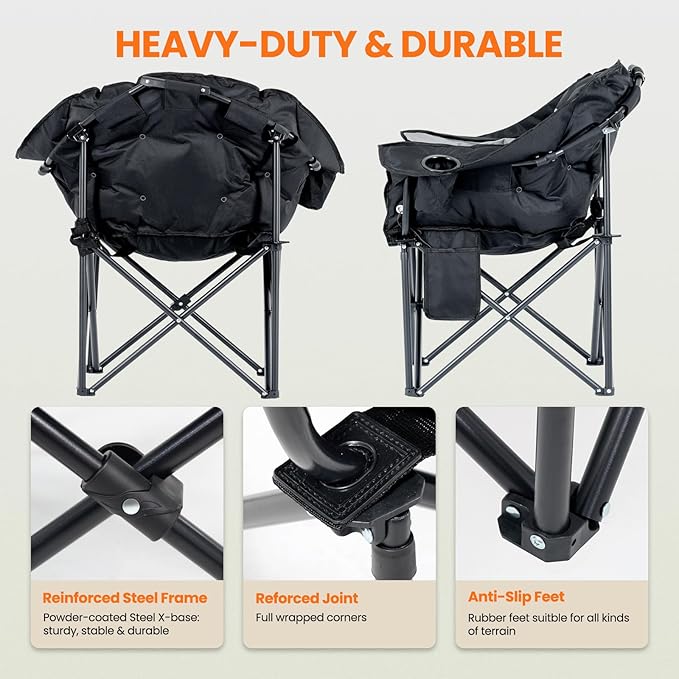 NAIZEA Heated Massage Camping ChairsHeated Outdoor Chair w/3 Heating Mode XL Oversized Heated Chair for Adults Heavy Duty Folding Camping Chairs for CampFishing Sports EventsNOT Included Battery