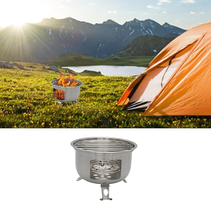 Backpacking Survival Stove Stainless Steel Wood Burning Stove For BBQ Picnics Portable Charcoal Grills Cooking Equipment