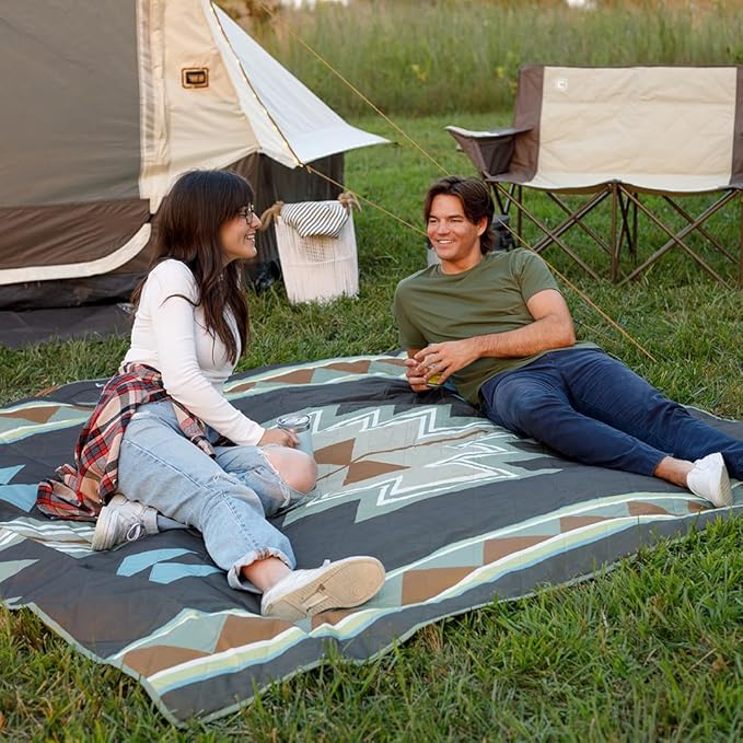 CORE Outdoor Weighted Blanket | Packable Waterproof Picnic Blanket Beach Mat Tent Camping Rug &amp Stadium Blanket | Large Portable 94 x 78 Quilt Design with Built-in Straps and Carry Handle
