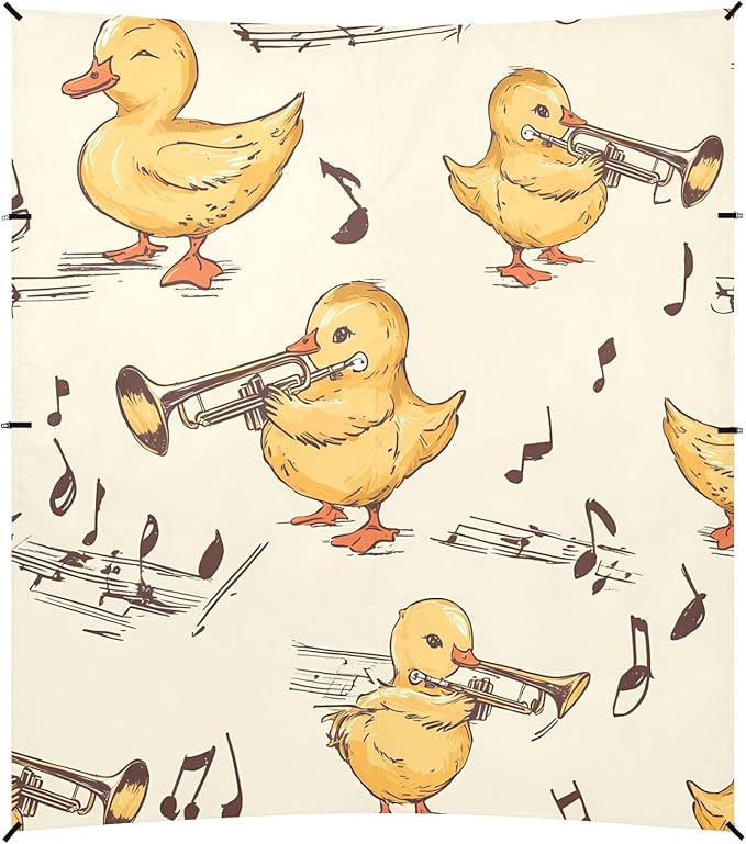 Duck Musical Instrument Pattern Camping Sun Shelter Beach Tent Portable Beach Sun Shade Outdoor Canopy for Camping Trips Fishing Picnic