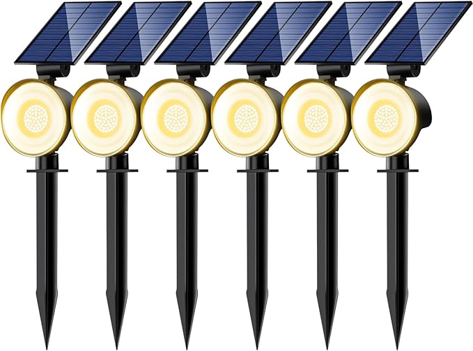 nipify 6 Pack Solar Spot Lights Outdoor Waterproof with 3 Modes Solar Spotlight Light for Outside Yard Landscape Lighting Pathway Lights WallWarm White