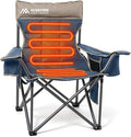 Heated Camping Chair Extra Wide Heated Chair Heavy Duty Heated Camp Chair Supports 450 lbs Heated Lawn Chairs for Adults with Cup Holder Cooler Side Pocket (Power Bank not Included)