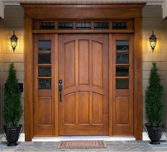 Outdoor Wall Light with Dusk to Dawn Sensor 18 Inch Exterior Wall Lantern Fixture for House Bronze Outside Porch Lighting with Clear Seeded Glass for Garage Front Door Aluminium