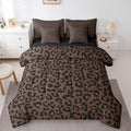 jejeloiu Brown Black Leopard Comforter Set with SheetsPillowcases &amp Cushion Cover Kids Animal Print 7 Piece Bedding Set Twin Size Safari Bed in a Bag for Women Men Room Decor Microfiber Cheetah