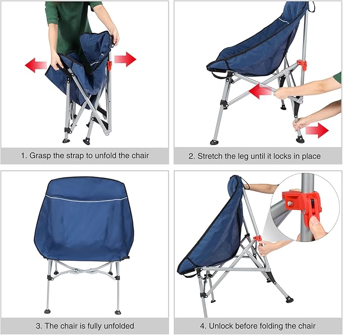 Oversized Extra Large Heavy Duty Camping Chair for Adults 400lbs Capacity Portable Folding Chair with Carry Bag Extra Wide Compact Design for Hiking Backpacking Travel Picnic