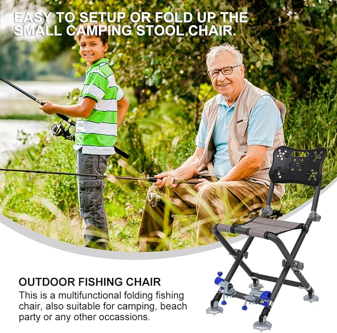 1pc Multifunctional Portable Folding Beach Chair Backrest Lightweight Fishing Stool for Camping Hiking and Outdoor Activities