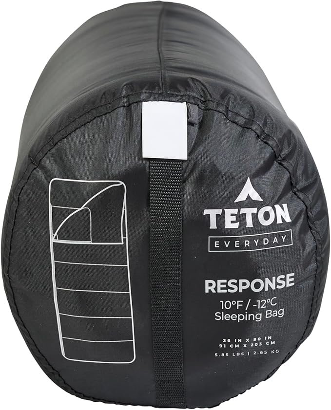 Teton Everyday Response 10F Degree Sleeping Bag for Adults and Kids 3-Season Sleeping Bags Stay Warm in Camping Weather Stuff Sack Included