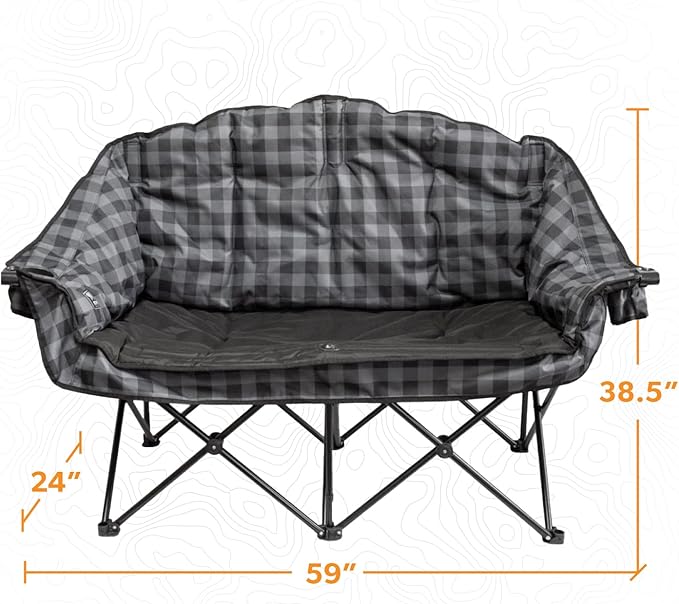 Kuma Outdoor Gear Bear Buddy/Double Chair with Carry Bag Ultimate Portable Luxury Outdoor Double Camping Chair for Glamping Sports &amp Outdoor Adventures (Grey/Black)
