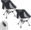 Wildhiker Ultralight Backpacking Chair – Compact Camping Chairs for Adults with Pouch Weighs 2.8 lbs with Anti-Sinking Large Feet for Beach Hiking Motorcycle Travel Festival – Black 2pcs