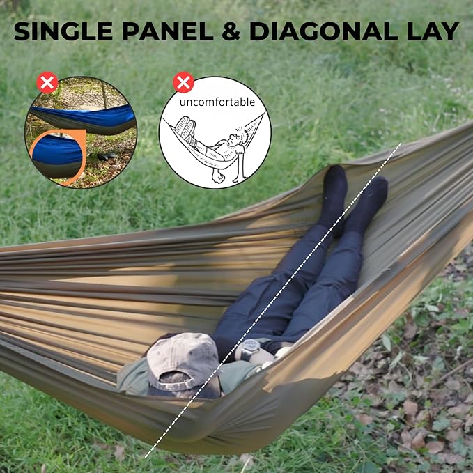Onewind 11ft Ultralight Camping Hammock Portable Hammock 40D 1.7oz Nylon Ripstop with 2 * 12Ft Tree Straps for Camping Hiking Backpacking 11' x 55 Dark Grey