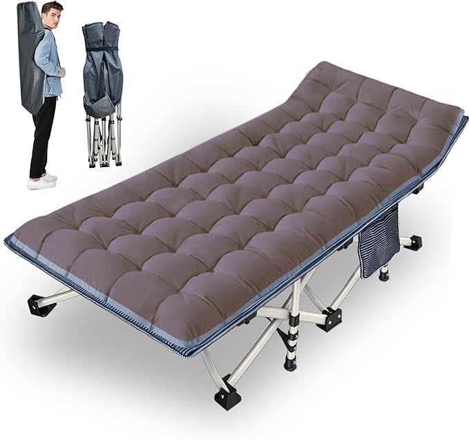 Extra Wide XXL Camping Cot with Comfortable Mattress Cots for Sleeping Folding Cot Camping Bed 79 L x 32 W x 18 H Heavy Duty with Carry Bag Outdoor Indoor