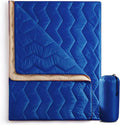 UNIKOME Waterproof Puffy Camping Blanket - Lightweight Packable Outdoor Quilt with Corner Loops Warm Compact Blanket for Cold Weather Hiking Picnic Stadium Travel 75×52 Blue