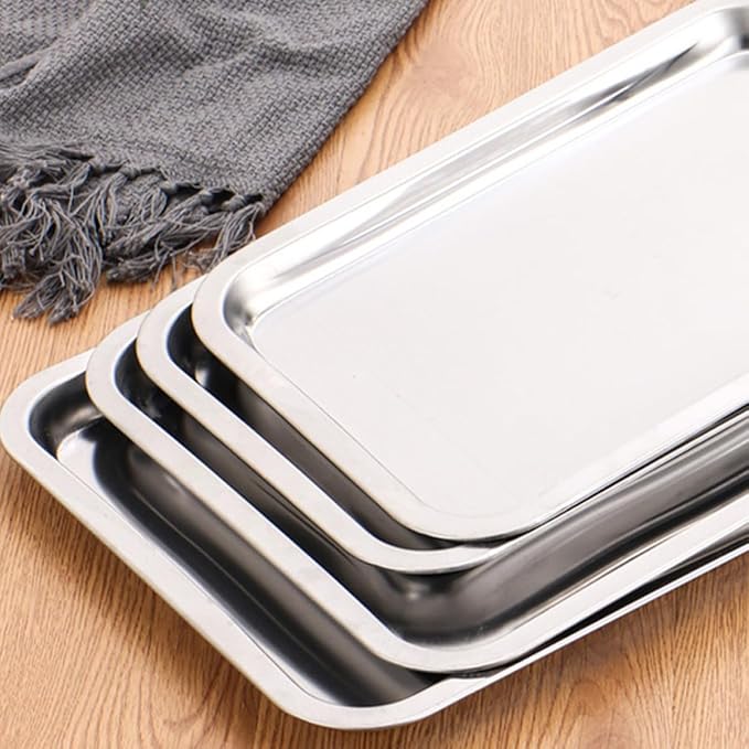LIFKOME 4pcs Stainless Steel Plates for Boys and Girls Boy Girl Lunch Tray Suction Dish for Camping Home Use