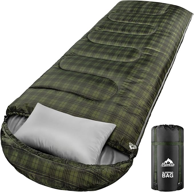 MEREZA 0 Degree Winter Sleeping Bag for Adults Kids with Pillow Cold Weather Sleeping Bag for 4 Season Camping Hiking Backpacking Sleeping Bags for Big and Tall
