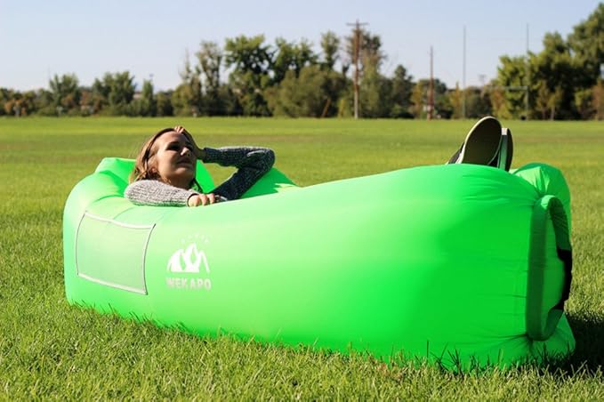 WEKAPO Inflatable Couch Air Lounger Chair - Camping &amp Beach Accessories Portable Blow up Sofa for Hiking Lawn Indoor/Outdoor Movies &amp Music Festivals. Lightweight and Easy to Set Up Air Ham