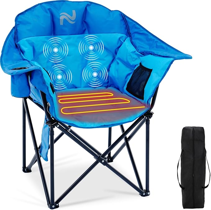 NAIZEA Heated Massage Camping ChairsHeated Outdoor Chair w/3 Heating Mode Oversized Heated Chair for Adults Heavy Duty Folding Camping Chairs for CampFishing Sports EventsNOT Included Battery