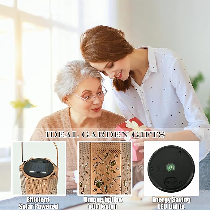 Dragonfly Solar Lanterns Outdoor Waterproof - Mothers Day Gifts for Mom Grandma Birthday Gifts for Women Solar Lights Outdoor Garden Decor for Outside
