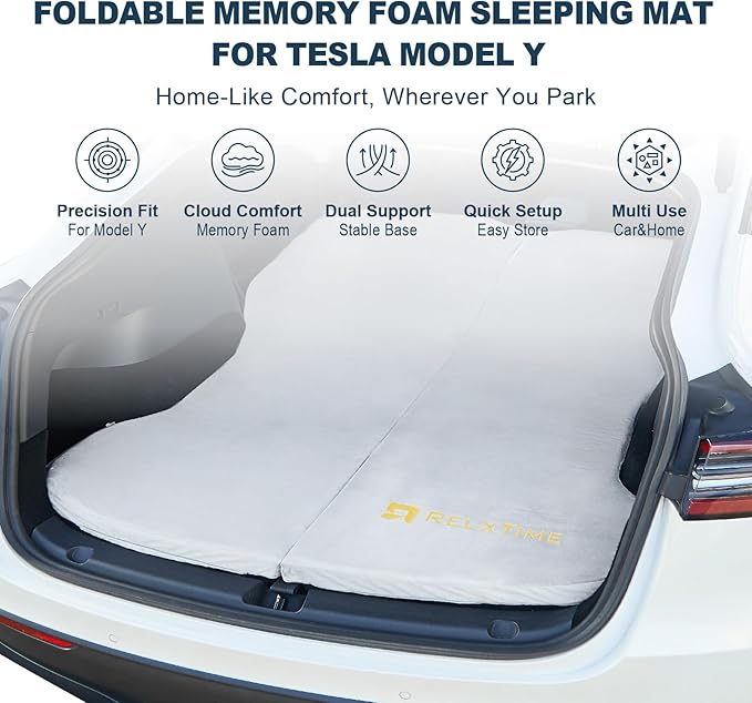 Camping Mattress for Tesla Model Y Soft Memory Foam Mattress Portable Storage Bag Space Saver in Car Sleeping Twin Size