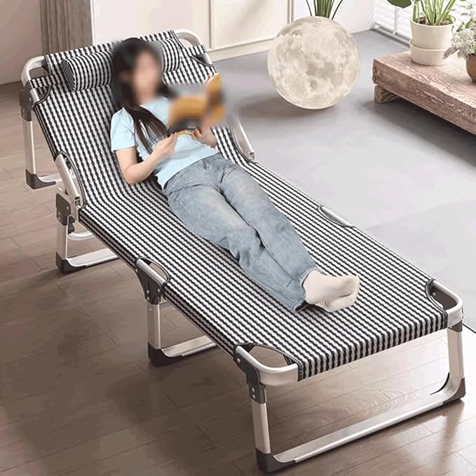 Aluminum Alloy Frame Camping Cot 5-Position Folding Chaise Lounge Chair Portable Folding Bed for Sleeping Tent Cot with Headrest