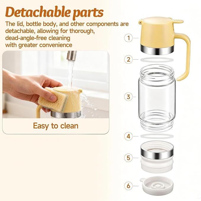 Mess Free Honey Dispenser 10oz Upgrade Syrup Pot Glass Honey Jar with Handle and Stand Leak-Proof Maple Syrup Container Oil &amp Condiment Pump For Coffee Pancakes Waffles (1PCS)