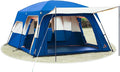 KTT Extra Large Tent 10-12-14 Person(B)Family Cabin Tents2 Rooms3 Doors and 3 Windows with MeshStraight WallWaterproofDouble LayerBig Tent for OutdoorPicnicCampingFamily Gathering