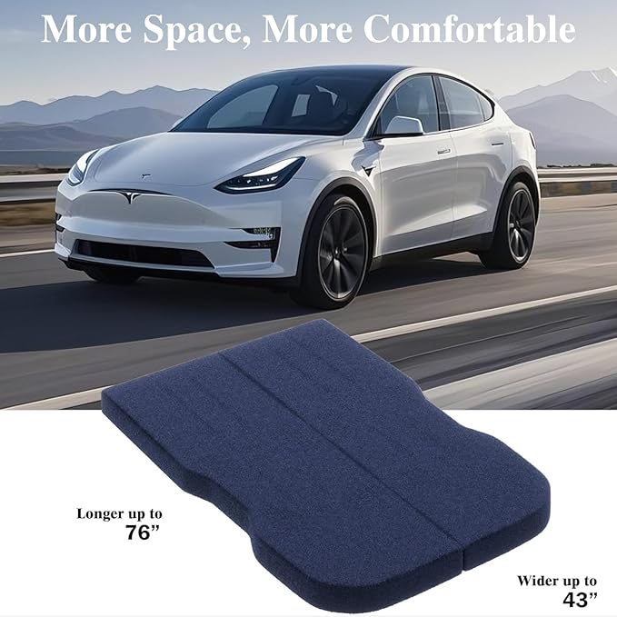 4 Memory Foam Camping Mattress for Tesla Model Y 76 x 43 CertiPUR-US Foam Car Bed Mattress Dark Blue