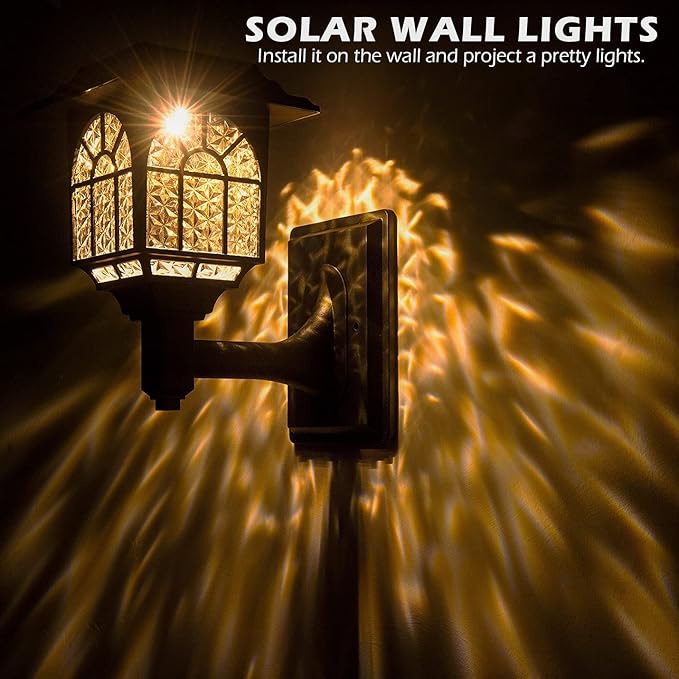 LeiDrail Solar Fence Lights 4 Pack Solar Lights Outdoor Waterproof Lantern Warm White LED Wall Deck Post Landscape Lighting for Garden Yard Patio Front Door
