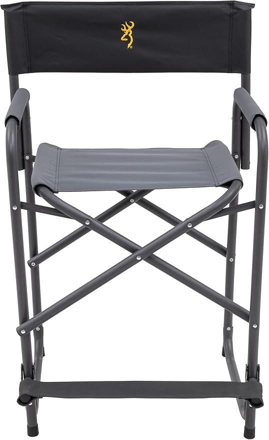 Browning Directors Chair - Outdoor Folding Chairs Made with Durable Fabric and Sturdy Aluminum/Steel Frame with Extra Tall Seat and Flip-Down Footrest