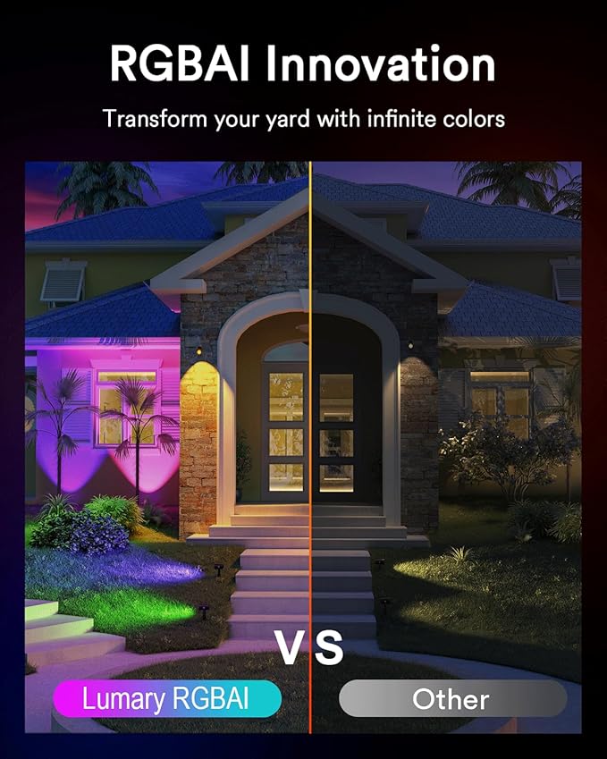 Lumary 56FT Smart Landscape Lights Gen2 6 Pack RGBAIWW Color Changing Spotlights Low Voltage Outdoor Lights for Yard Festival Compatible with Alexa &amp Google Assistant